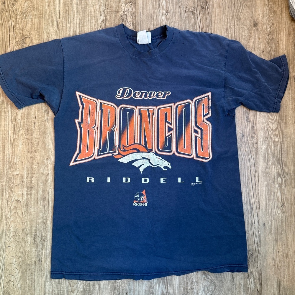 Vintage Denver Broncos Riddell Graphic T-Shirt Mens Large 1997
